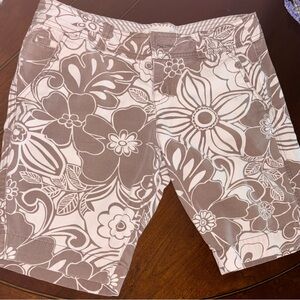 Aeropostale Taupe & White Striped Floral Shorts